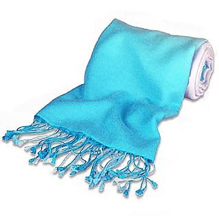 Seeblauer Schal aus Pashmina & Seide - Forzieri