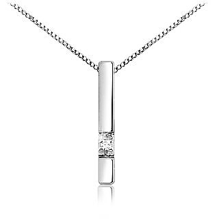 18K White Gold Diamond Bar Necklace - Forzieri