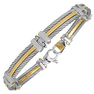DiFulco Line Gold and Stainless Steel Link Bracelet  - Forzieri
