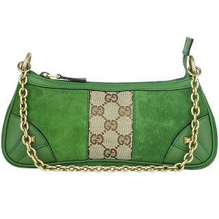 Gucci Green Logoed Chain Strap Suede 
