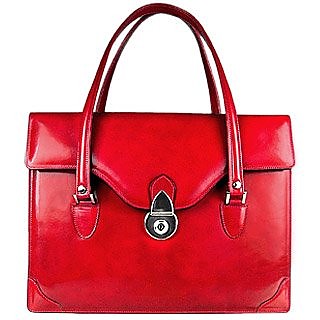 Women's Red Leather Briefcase - L.A.P.A.