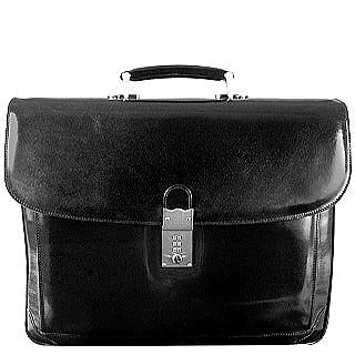 Classic Black Leather Briefcase - L.A.P.A.