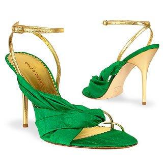 Quai D'Orsay Emerald Green Silk & Gold Nappa Leather Sandal Shoes 5.5 ...