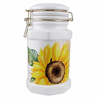Luftdicht verschließbarer Behälter aus Keramik mit Sonnenblumendekoration - Spigarelli