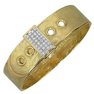 Zero - 18K Yellow Gold and Diamond Pave Cuff Bracelet - Torrini
