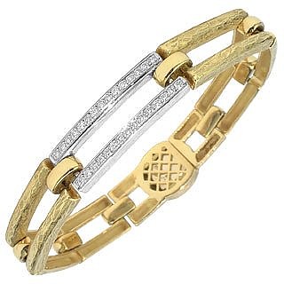 Beatrice - Gold and Diamond Rectangular Link Bracelet - Torrini