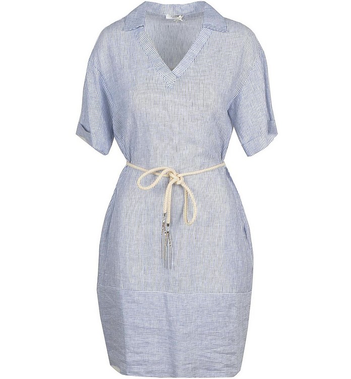 Women's White / Blue Dress - Peserico