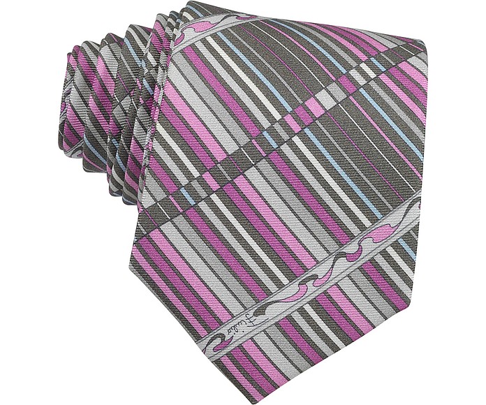 Purple Printed Silk Skinny Tie - Emilio Pucci
