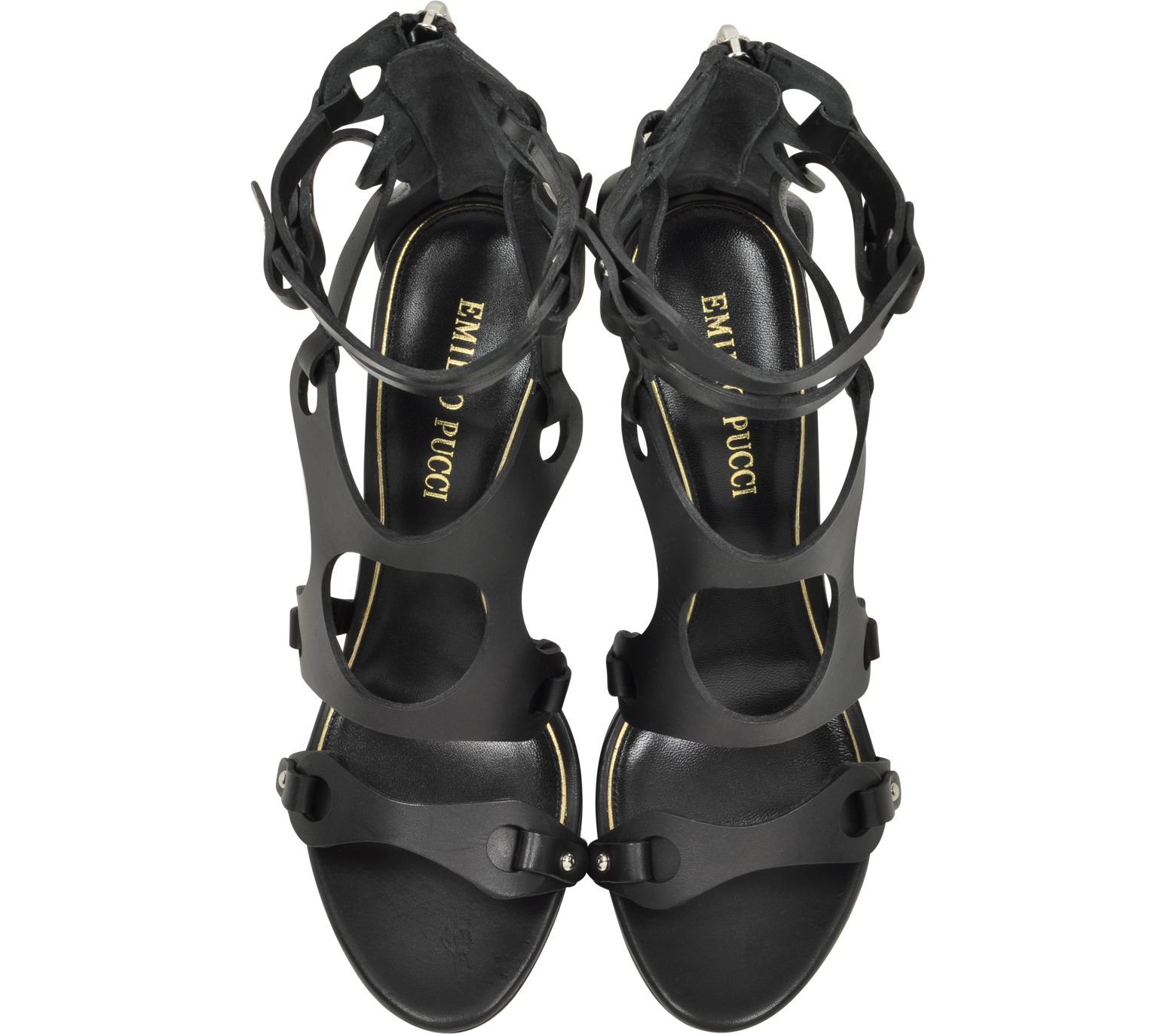 Emilio Pucci Black Leather Sandal w/Plexiglass Heel 37 IT/EU at FORZIERI