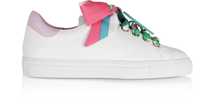 Sneakers Twill pour Femme en Cuir Blanc - Emilio Pucci