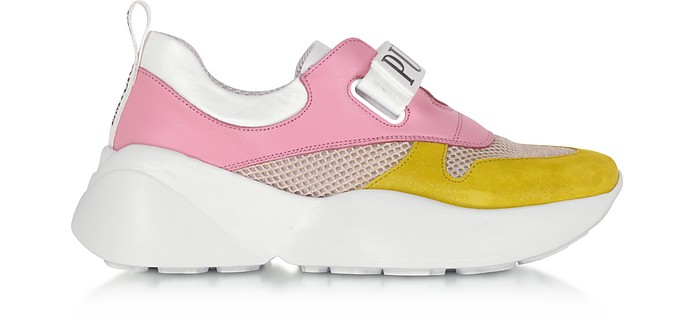 Pink & Lime Green Leather and Nylon Sneakers - Emilio Pucci