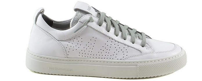 White Perforated Leather Women's Sneakers - P448