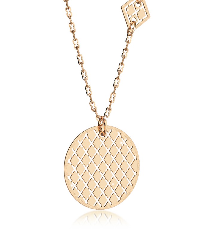 Melrose Yellow Gold Over Bronze Necklace w/Geometric Charms - Rebecca