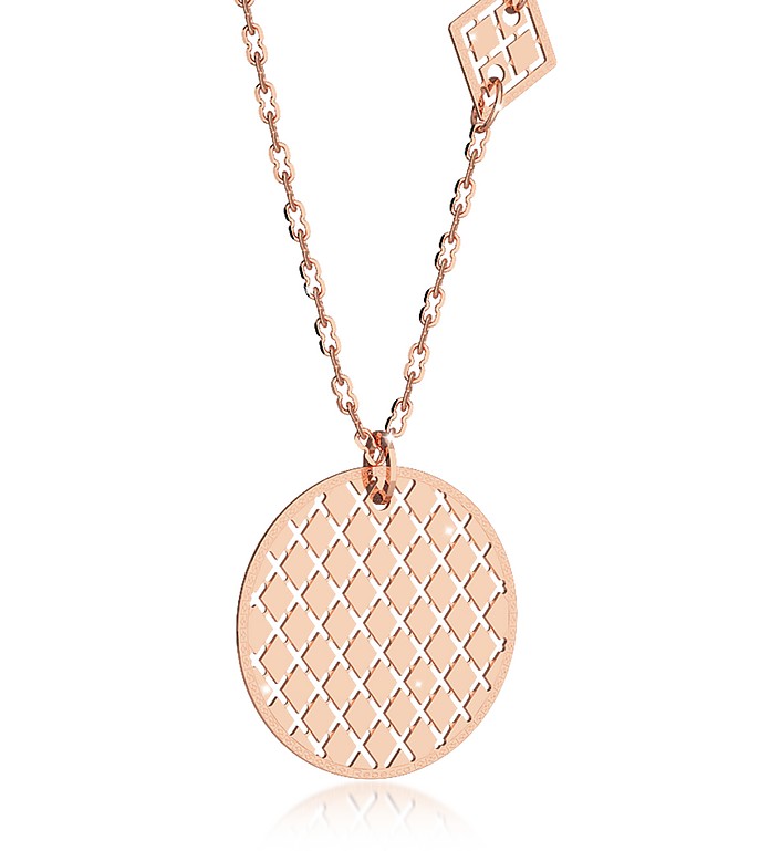 Melrose Rose Gold Over Bronze Necklace w/Geometric Charms - Rebecca
