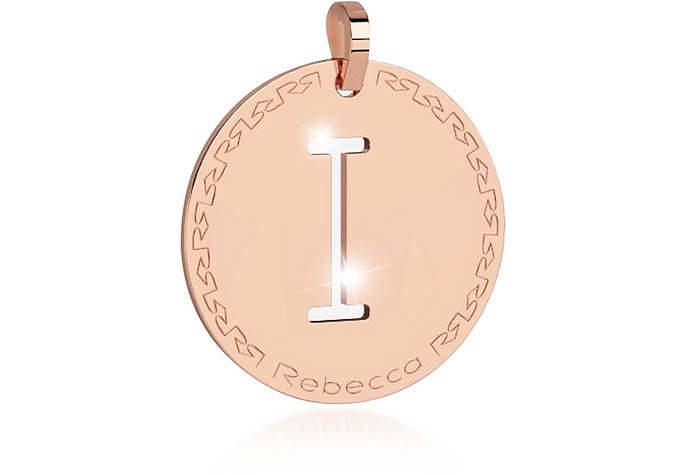 Rose Gold-plated Bronze I Charm W/Rhodium-plated Necklace - Rebecca