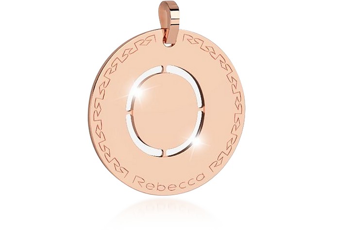 Rose Gold-plated Bronze O Charm W/Rhodium-plated Necklace - Rebecca