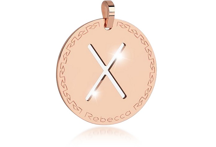 Rose Gold-plated Bronze X Charm W/Rhodium-plated Necklace - Rebecca