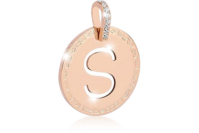 Rose Gold-plated Bronze & Zirconia S Charm W/Rhodium-plated Necklace - Rebecca