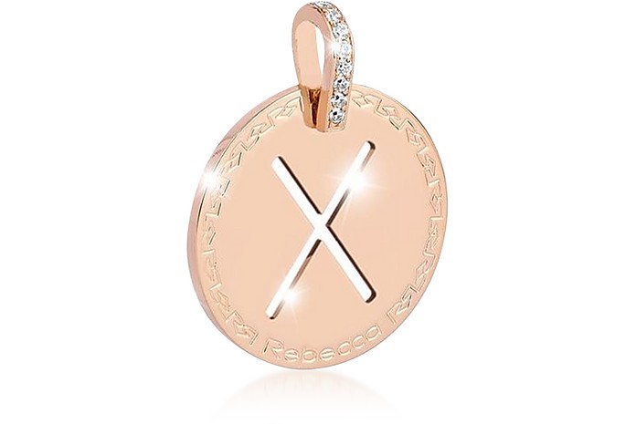 Rose Gold-plated Bronze & Zirconia X Charm W/Stainless Steel Necklace - Rebecca