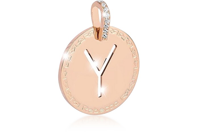 Rose Gold-plated Bronze & Zirconia Y Charm W/Rhodium-plated Necklace - Rebecca