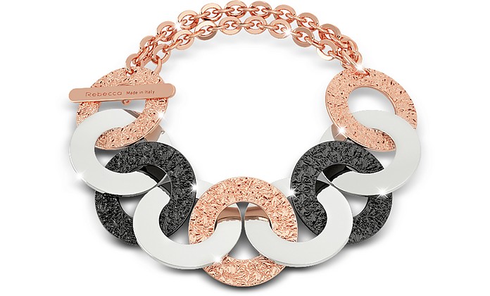 R-Zero Rose Gold Over Bronze and Steel Chain Bracelet - Rebecca