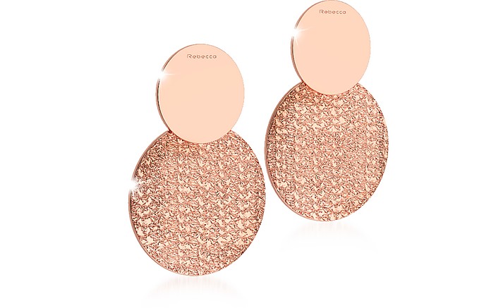 R-ZERO Rose Gold Over Bronze Drop Earrings - Rebecca ٱ