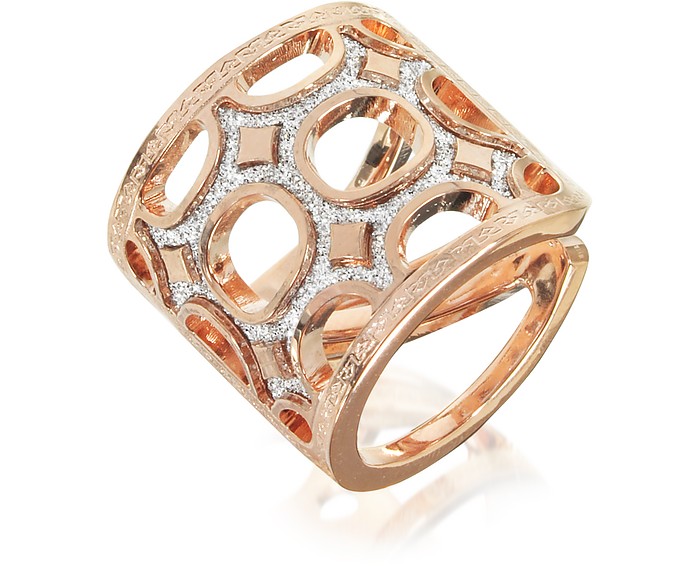 Rebecca Seventies - 18 KT Rose Gold Over Bronze Ring with Glitter at ...