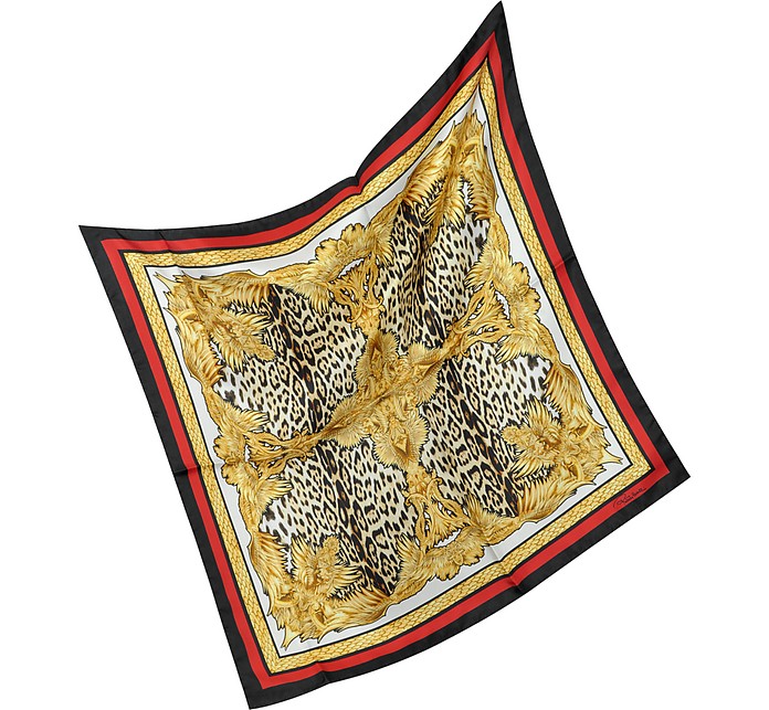 Roberto Cavalli Leopard Print Silk Square Scarf at FORZIERI