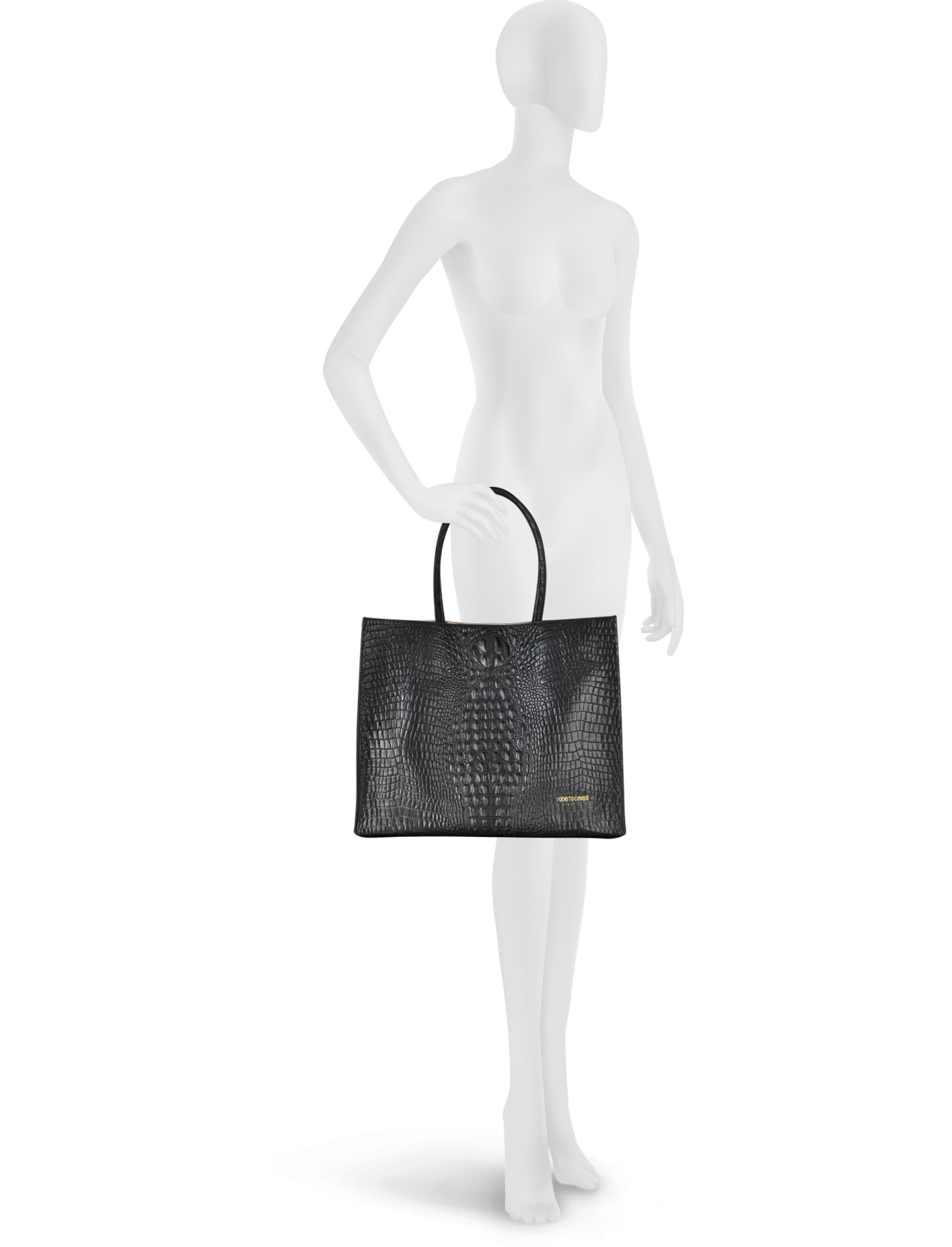 Roberto Cavalli Graphic Caiman Leather Tote at FORZIERI