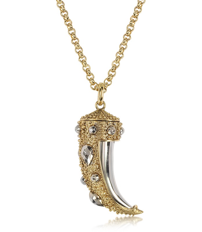 Horn Two-Tone Metal Necklace - Roberto Cavalli
