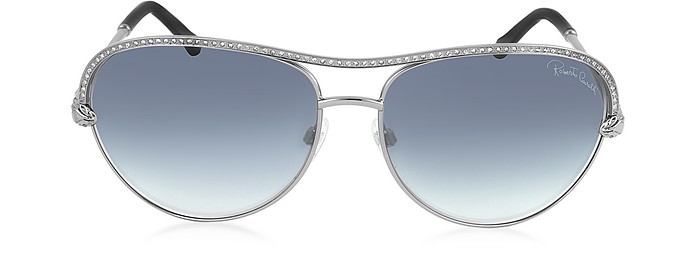 VEGA 1011 Metal Aviator Women's Sunglasses w/Crystals - Roberto Cavalli