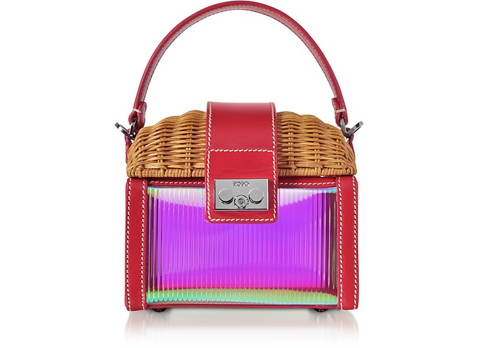 Natural Wicker and Leather Mini Bag - Rodo