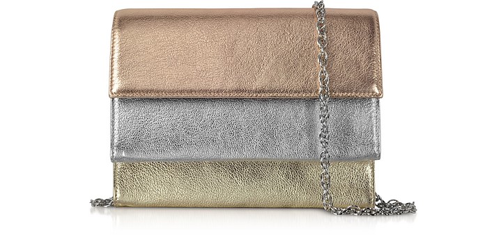 Tricolor Laminated Leather Clutch - Rodo