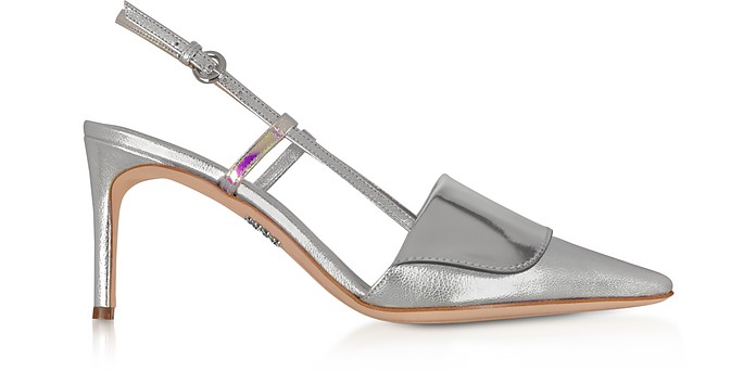 Silver Leather Women's Shoes - Rodo