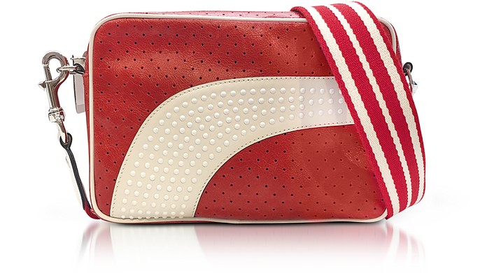 Strawberry/Milk White Perforated Leather Crossbody Bag w/Studs - RED Valentino / bh @eBm