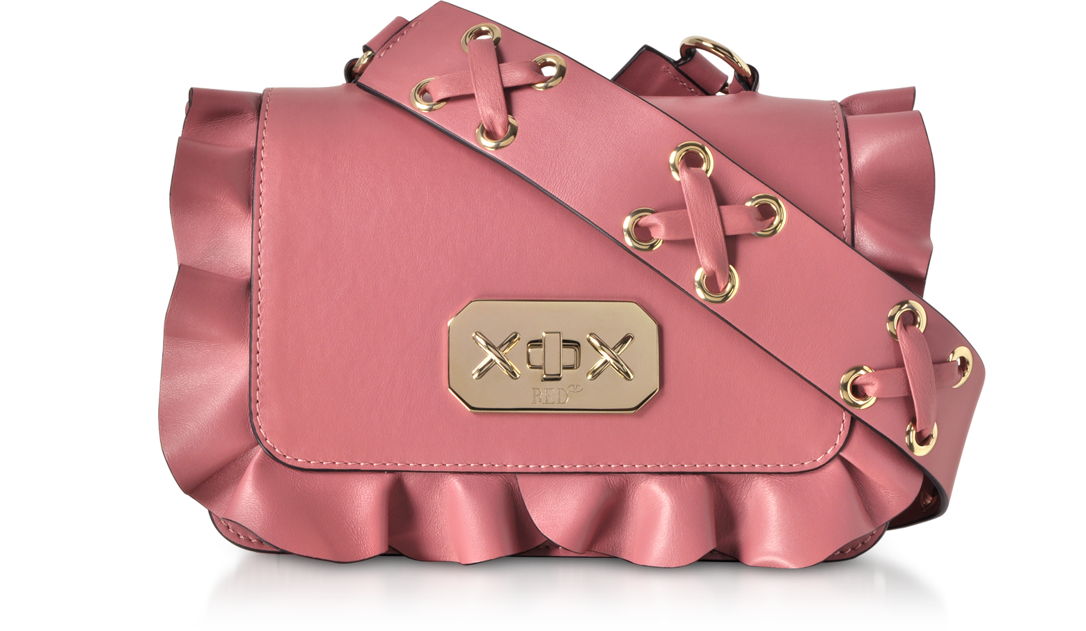 Shoulder bags Valentino Red - Rock Ruffles pink calfskin shoulder bag -  QQ2B0A76EAVR13