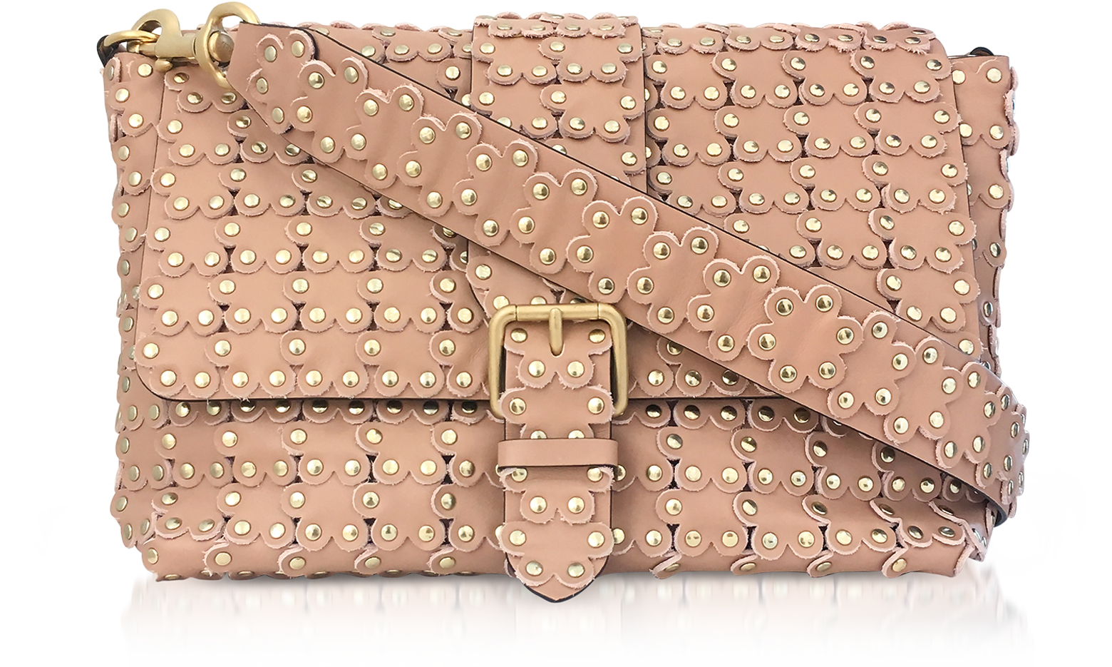 RED Valentino Nude Leather Small Ruffle Shoulder Bag at FORZIERI