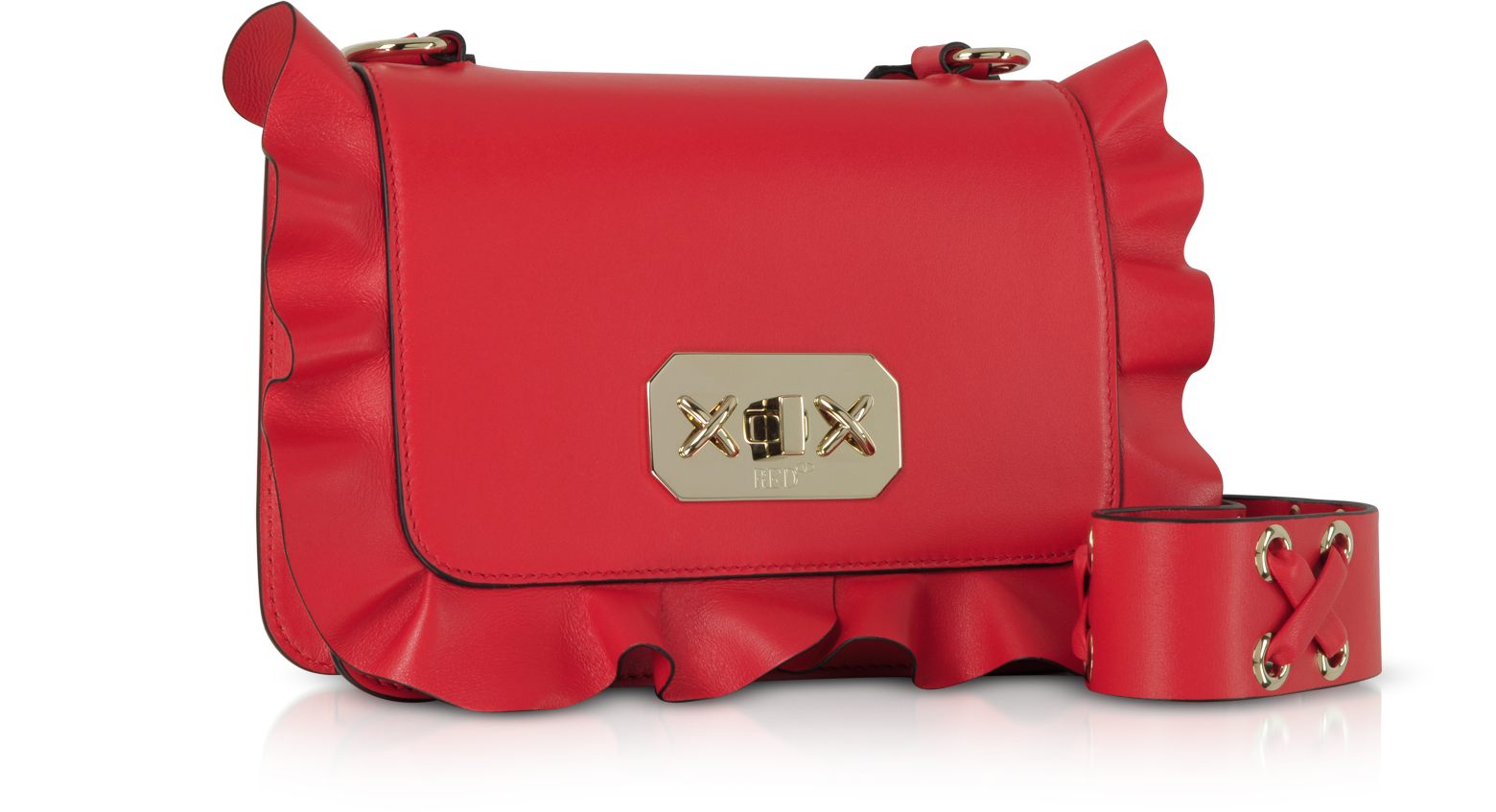 RED Valentino Pink Sunrise Leather Rock Ruffle Crossbody Bag at FORZIERI