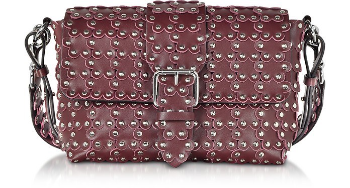 Flower Puzzle Wine Leather Shoulder Bag - RED Valentino
