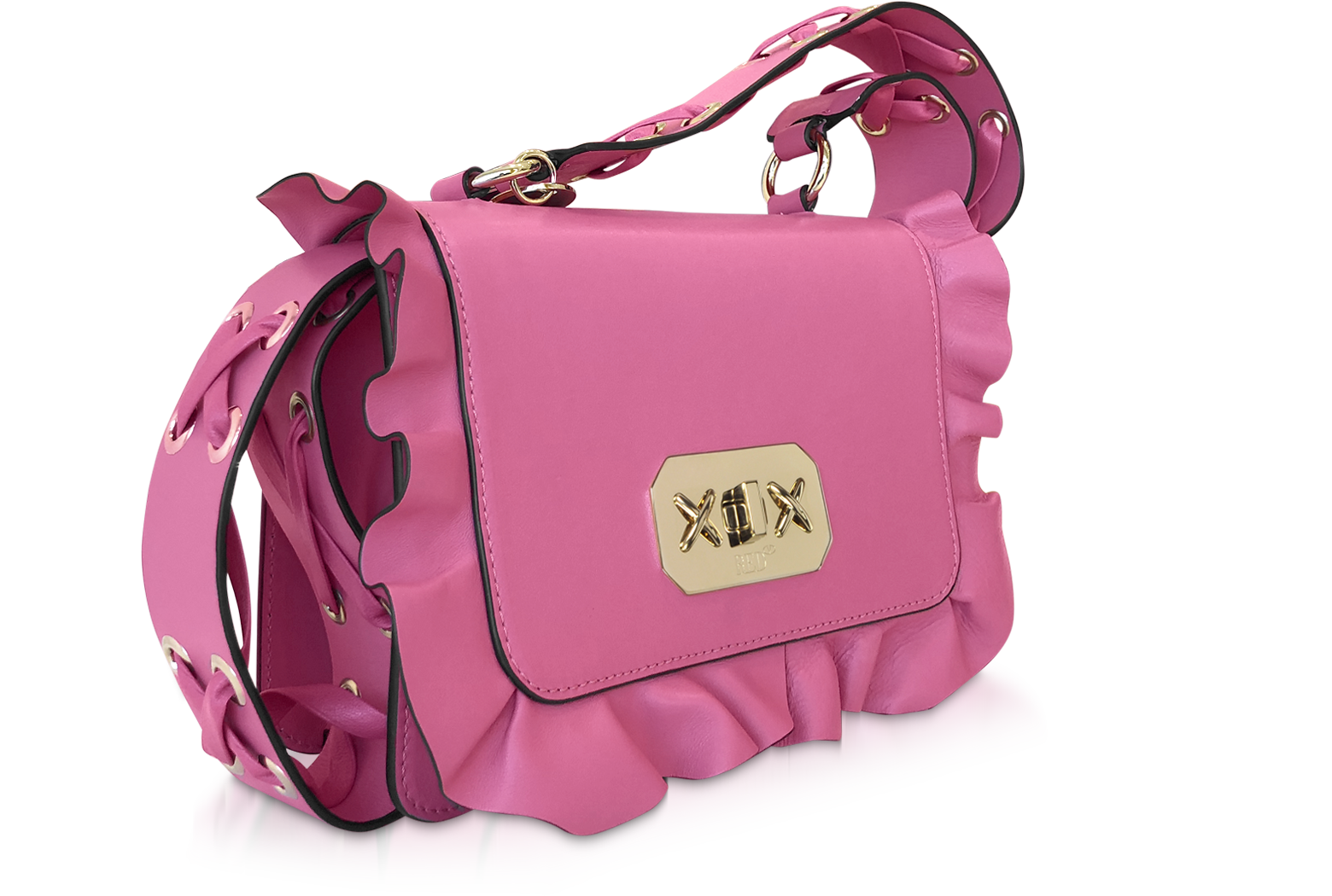 september Jo da Athletic RED Valentino Pink Sunrise Leather Rock Ruffle Crossbody Bag at FORZIERI