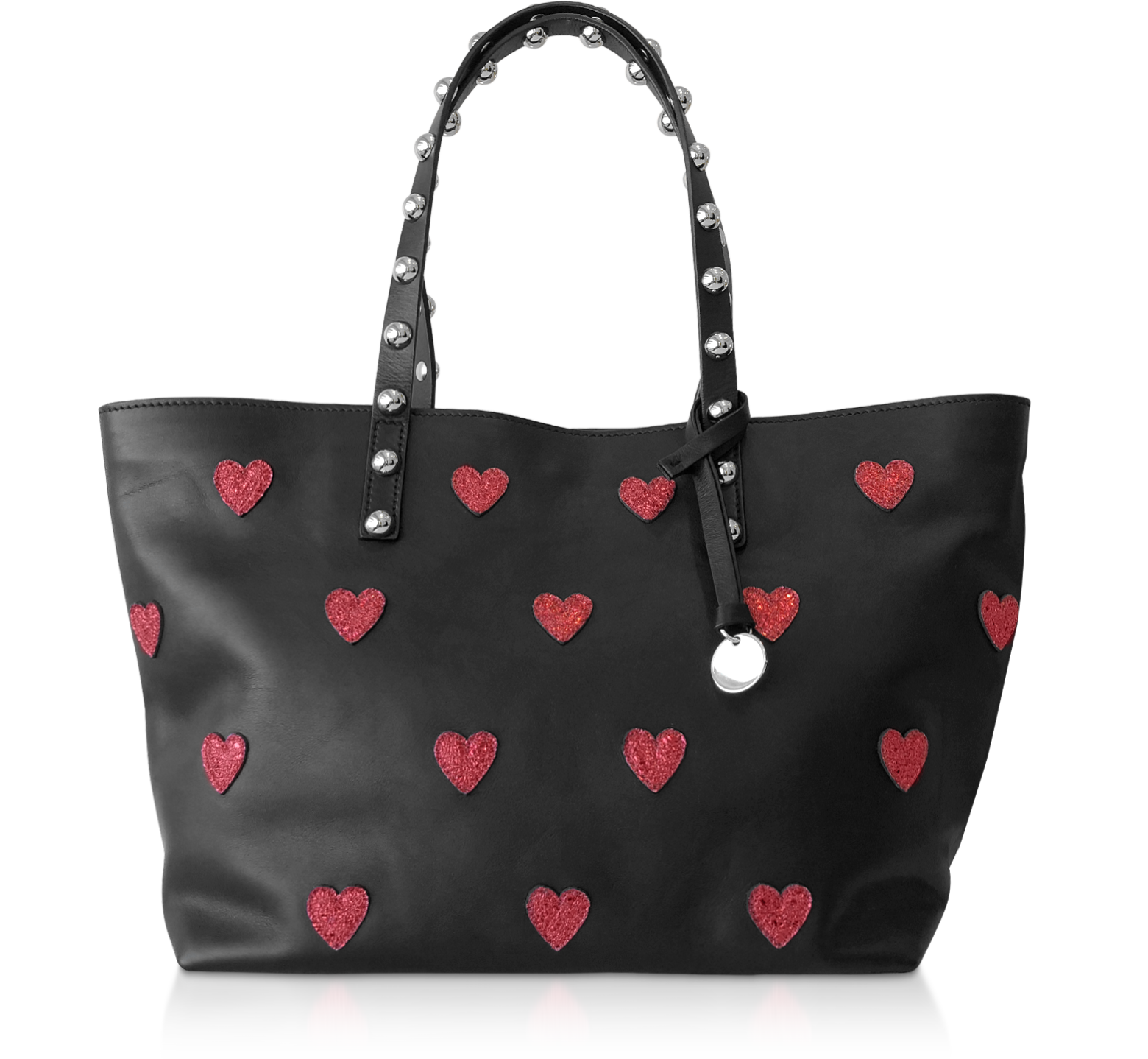 RED Valentino Red Heart Printed Leather Tote Bag at FORZIERI