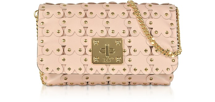 Flower Puzzle Genuine Leather Clutch - RED Valentino