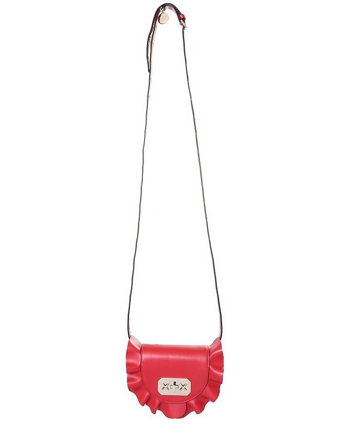 Rock Ruffles Red Leather Crossbody/Belt Bag - RED Valentino
