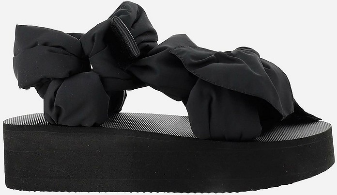 Black Nylon Taffetas Flatform Sandals - RED Valentino