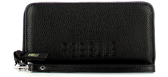 Black Zip Around Women's Wallet w/wristlet - REBELLE