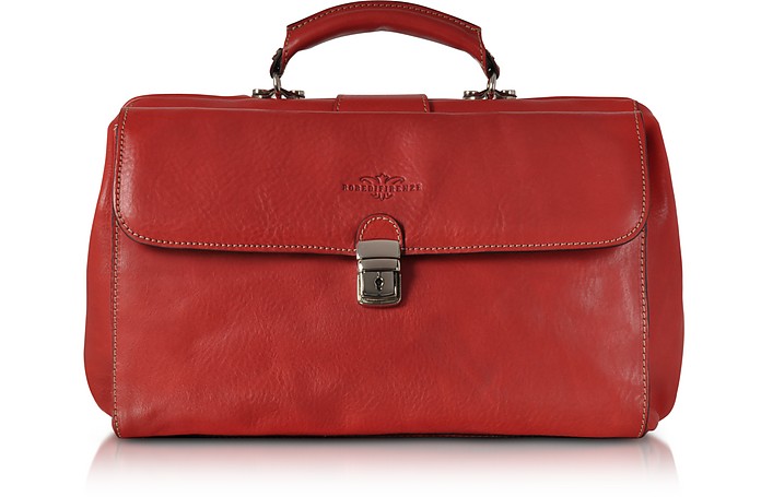 Red Medium Genuine Italian Leather Doctor Bag - Robe di Firenze