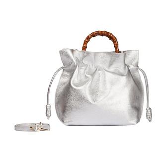 Alma Tonutti Silver Woven Purse Bag with Silver Chain Shoulder Strap NEW