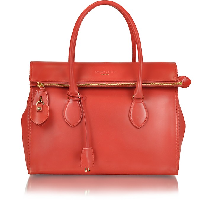 Rochas Large Red Calf Leather Satchel at FORZIERI