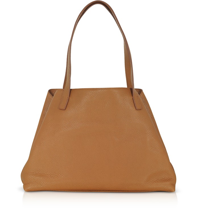 Brown Embossed Leather Ai Small Shoulder Bag - Akris