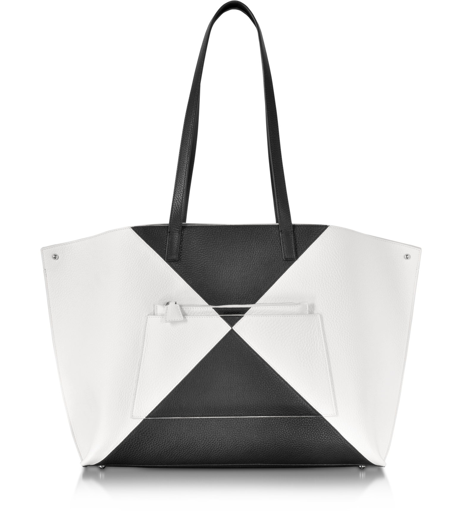 Akris Ai Medium Black and White Reversible Leather Tote bag at FORZIERI